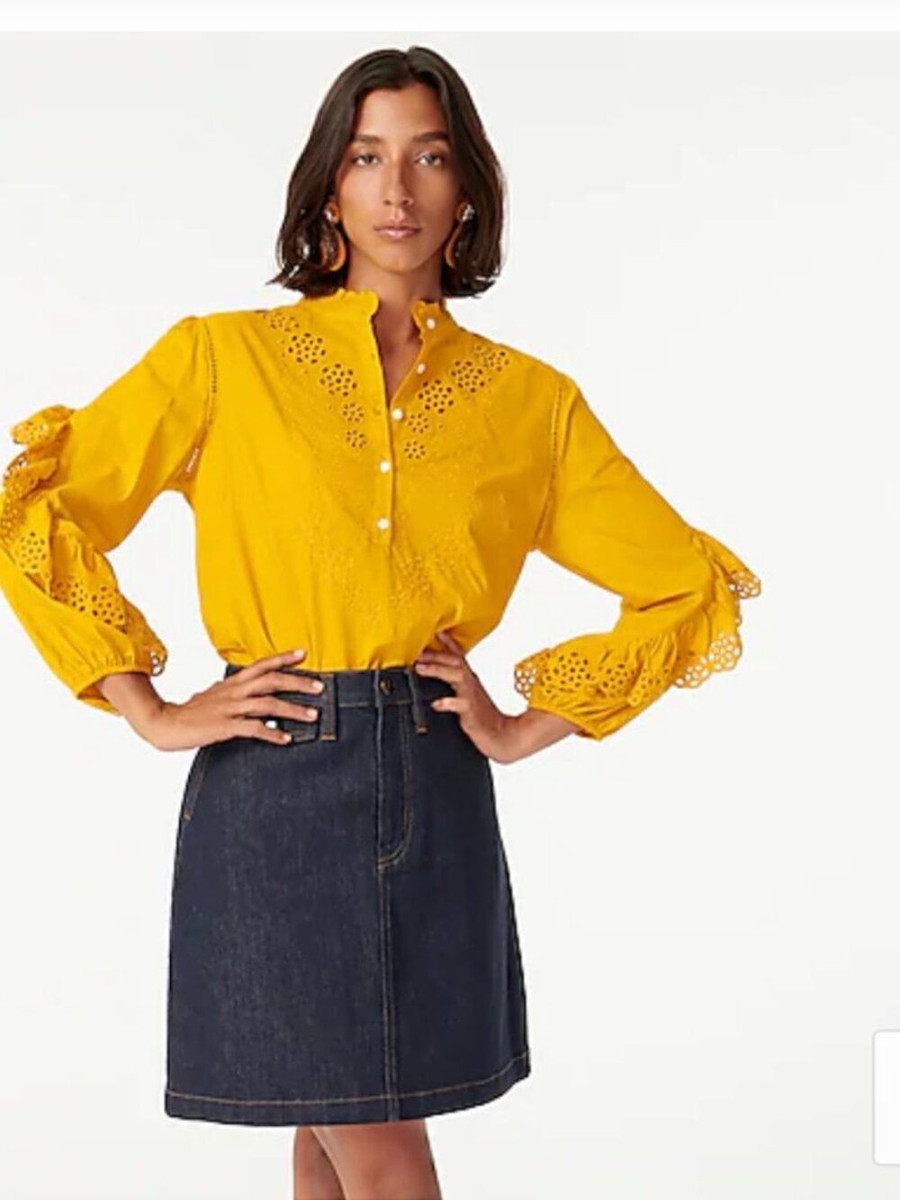 J Crew Women Yellow Cotton Blouse
